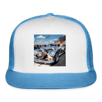 The car scene is electric with anticipation at 20 - Trucker Hat - white/blue - Front