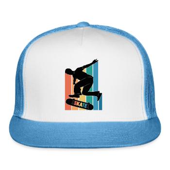 Skateboarding Skateboarder Silhouette Colorful - Trucker Hat - white/blue - Front