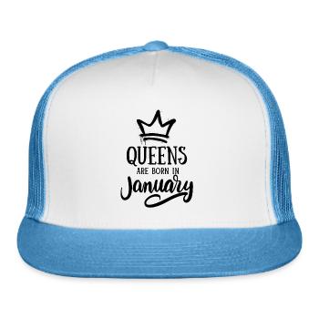 Queens Are Born in January - Trucker Hat - white/blue - Front