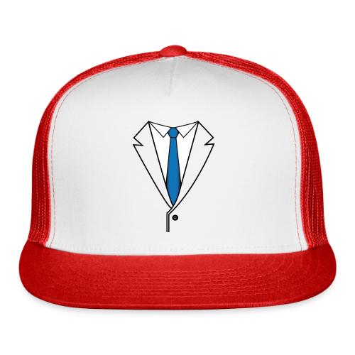 Suit with Blue Tie - Trucker Hat