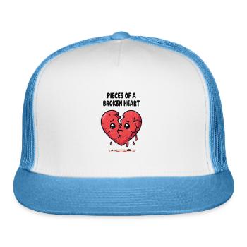 Broken Heart Design – Sad and Painful Heartbreak - Trucker Hat - white/blue - Front