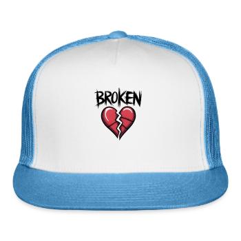 Broken Heart Emblem - Emotional Design - Trucker Hat - white/blue - Front
