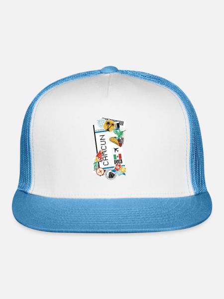 Cancun Mexico Mexican Flag - Trucker Hat - white/blue