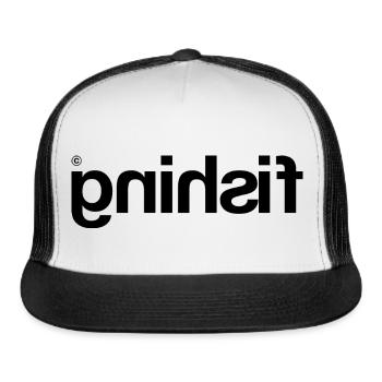 Fishing Backwards In A Black Font - Trucker Hat - white/black - Front
