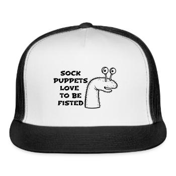 Sock Puppet Fisted - Trucker Hat - white/black - Front