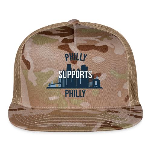 Philly Supports Philly skyline blue transparentbg - Trucker Hat