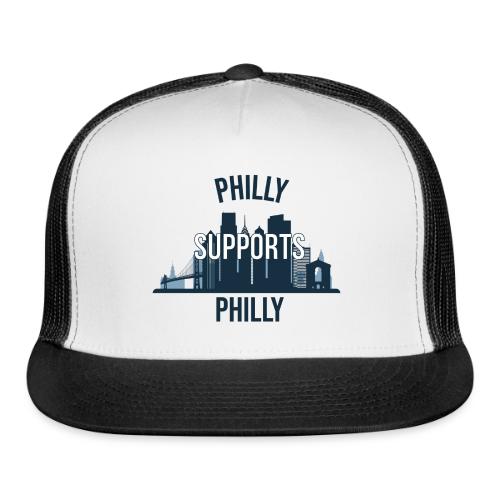 Philly Supports Philly skyline blue transparentbg - Trucker Hat