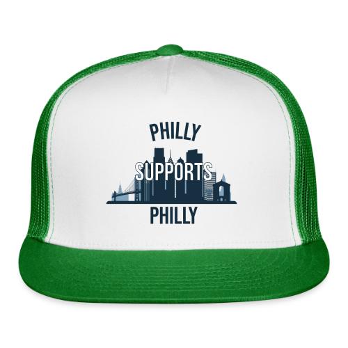 Philly Supports Philly skyline blue transparentbg - Trucker Hat