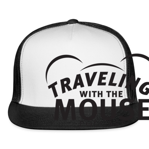 TravelingWithTheMouse logo transparent blk LG Crop - Trucker Cap