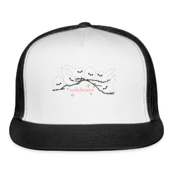 celebrate shima enaga small - Trucker Hat - white/black - Front
