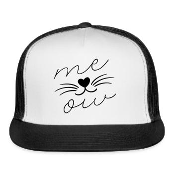Meow Cat Face - Trucker Hat - white/black - Front
