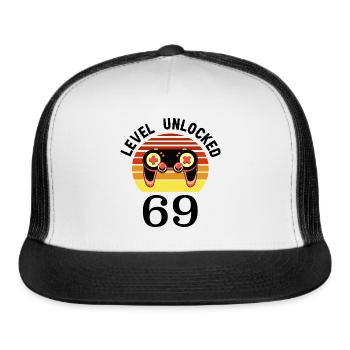 Level 69 Unlocked 69 Birthday 69 Years Old - Trucker Hat - white/black - Front