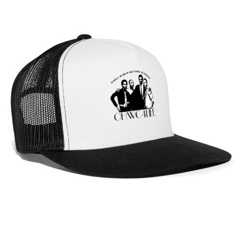 ohwc text silhouette blk & wh with crew names - Trucker Cap