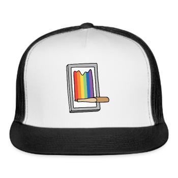 Rainbow Screenprinting Screen - Trucker Hat - white/black - Front