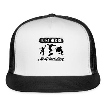 Skateboard Skateboarder - I'd Rather Be Skateboard - Trucker Hat - white/black - Front