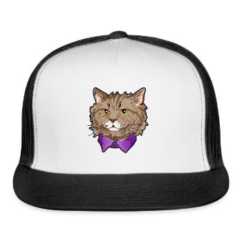 Selkirk Rex Cat Face Cats funny cute sweet - Trucker Hat - white/black - Front