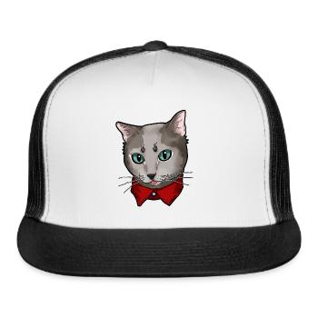 Russian Blue Cat Face Cats Cute funny gift present - Trucker Hat - white/black - Front