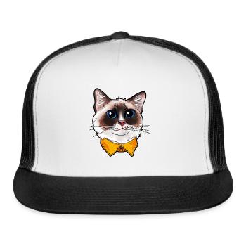 Ragdoll Cat Face Cats funny cute sweet Kitty gift - Trucker Hat - white/black - Front