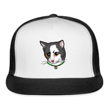 Japanese Bobtail Cat Face Cats Love Comic Funny - Trucker Hat - white/black - Front