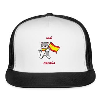 Ole Espana Spanish Cat - Trucker Hat - white/black - Front