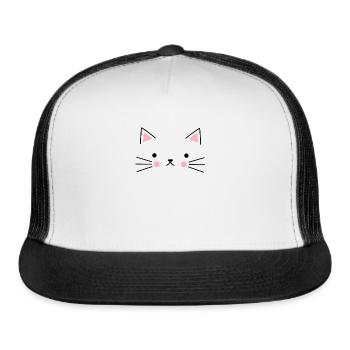 Cat Face - Trucker Hat - white/black - Front