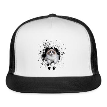 Cute cat with blue eyes - Trucker Hat - white/black - Front