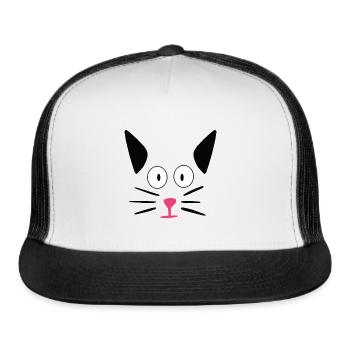 Cat Cat face Friendly cat - Trucker Hat - white/black - Front