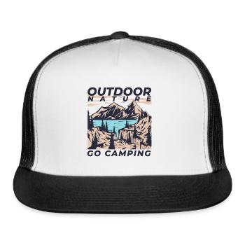 outdoor forest mountain pine tree nature - Trucker Hat - white/black - Front