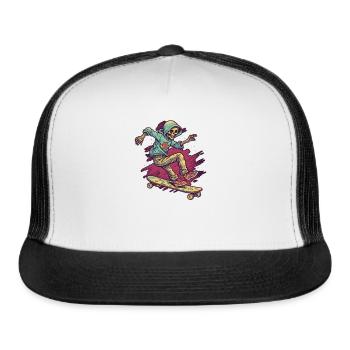 Skateboarder skater-ramp Skateboarding Skateboard - Trucker Hat - white/black - Front