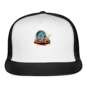 Amusement-Park Theme-Park Ferris-Wheel Funfair - Trucker Hat - white/black - Front
