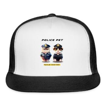 POLICE PET - Trucker Hat - white/black - Front
