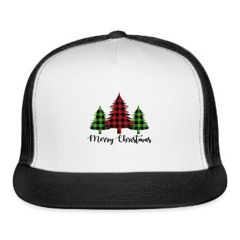 Pine Tree Christmas Lumberjack Pattern - Trucker Hat - white/black - Front