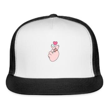 cute finger heart design T-shirt - Trucker Hat - white/black - Front