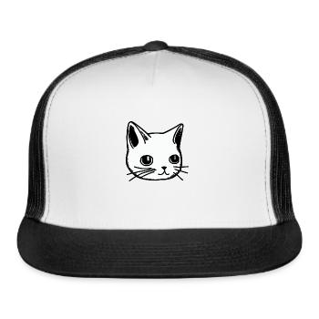 Monochrome cat face - Trucker Hat - white/black - Front