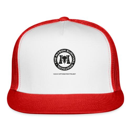 MasonSurvival Protocol Black Text - Trucker Hat