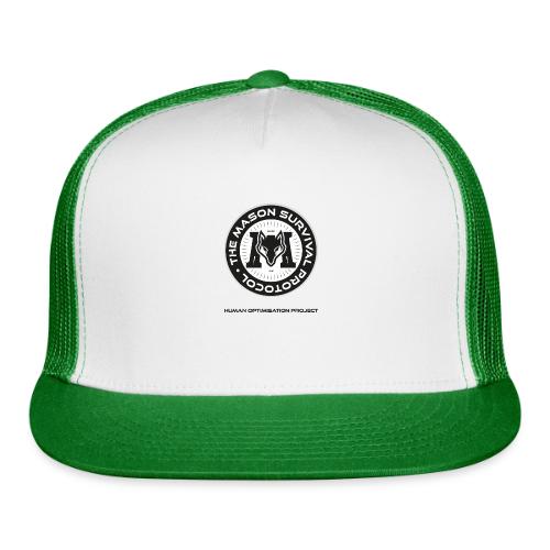 MasonSurvival Protocol Black Text - Trucker Hat