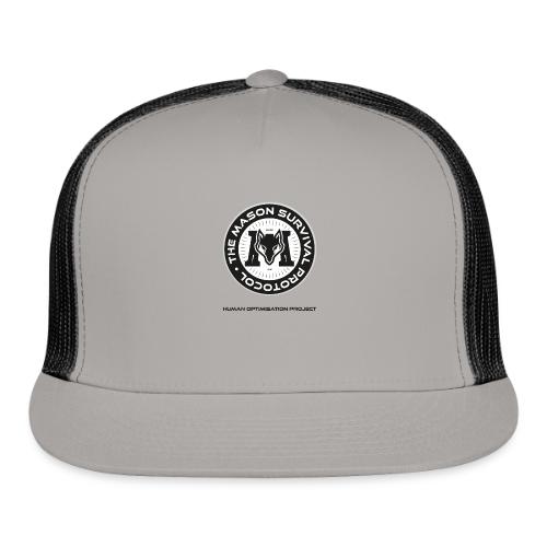 MasonSurvival Protocol Black Text - Trucker Hat