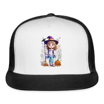 art for kids halloween - Trucker Hat - white/black - Front