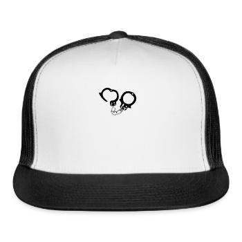 Handcuffs & Chains BDSM Bondage Kinky Fetish - Trucker Hat - white/black - Front