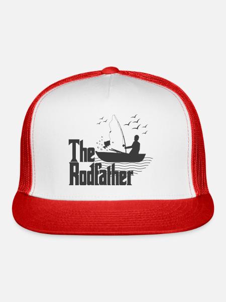 The Rodfather Funny Dad Fishing - Trucker Hat - white/red