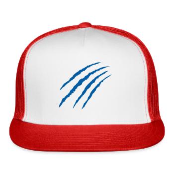 Cat Claw Marks (Blue) - Trucker Hat - white/red - Front