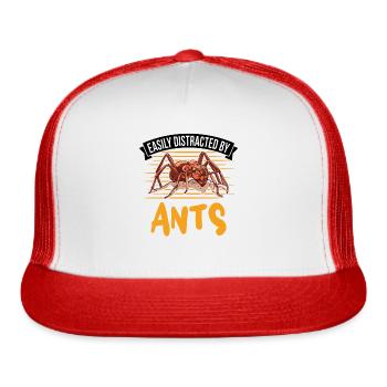 Easily Distracted By Ant's Ants - Trucker Hat - white/red - Front