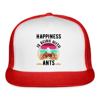 Happiness Is Being With Ant's Ants Ant Farm - Trucker Hat - white/red - Front