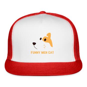 Funny Meh Cat Birthday - Trucker Hat - white/red - Front