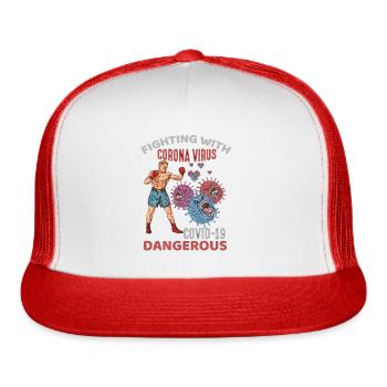 Fighting with corona - Trucker Hat - white/red - Front