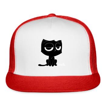 Funny Meh Cat Cute Kitty Cat Hooded - Trucker Hat - white/red - Front