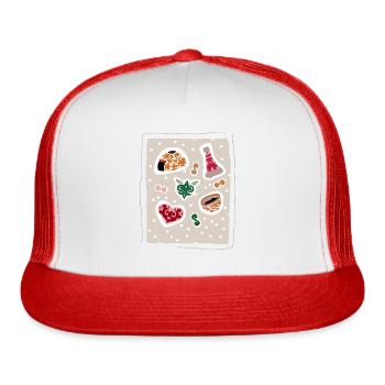 Decorative Ornamental Patterns - Trucker Hat - white/red - Front