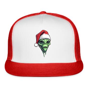 Alien Santa Face - Trucker Hat - white/red - Front