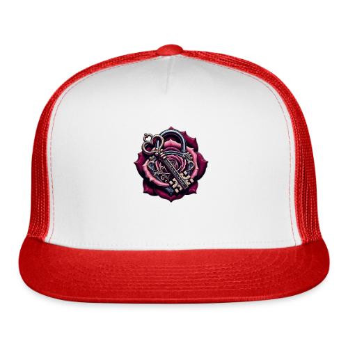 You Hold the Key to My Heart Rose Lock T-Shirt - Trucker Hat