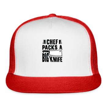 Chef Big Knife Slicing Cooking Meals - Trucker Hat - white/red - Front